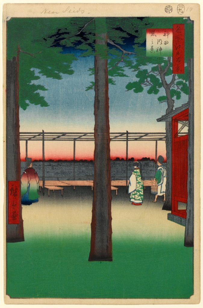 100 Views of Edo by Hiroshige - A ukiyo-e art print using Bokashi printing