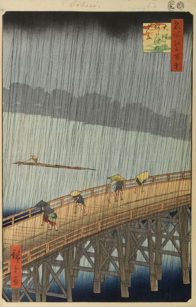 Sudden Shower over Shin-Ohasi Bridge - Hiroshige artworks
