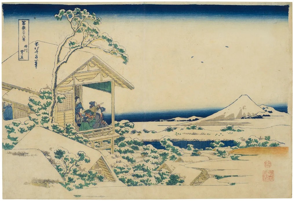 Koishikawa yuki no ashita (Snowy morning at Koishikawa) - Hokusai - photo by Christies