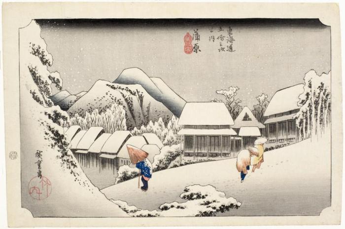 Night Snow at Kanbara - Hiroshige