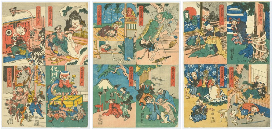 The Monster's Chūshingura by Kuniyoshi - From Left to Right: Acts 9 - 11, Acts 5 - 8, Acts 1 - 4