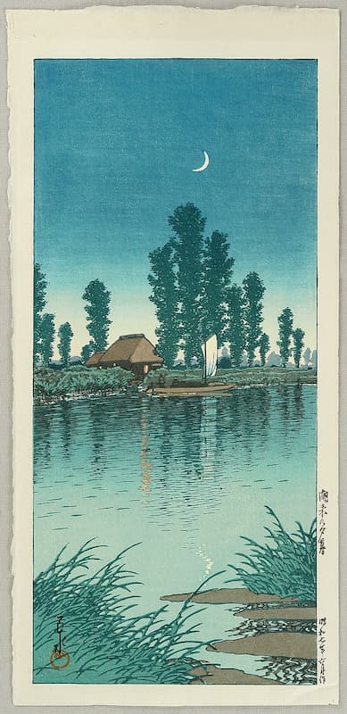 Evening at Itako, Ibraki by Hasui 1932