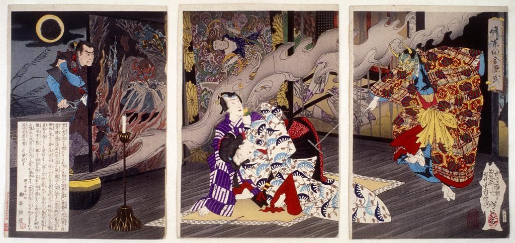 Nise murasaki inaka genji - Triptych by Yoshitoshi