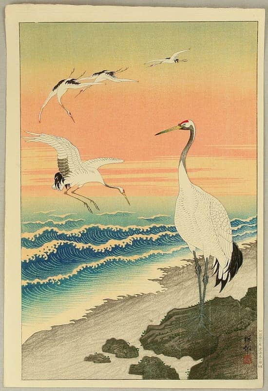Ohara Koson - Cranes on Seashore - 1933