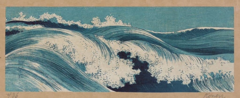 Hato zu 1 - Japanese wave woodblock print by Uehara Konen