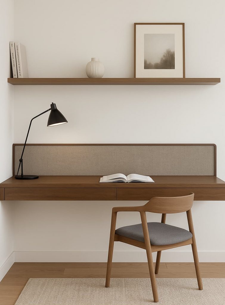 Minimalist Japandi inspired office nook
